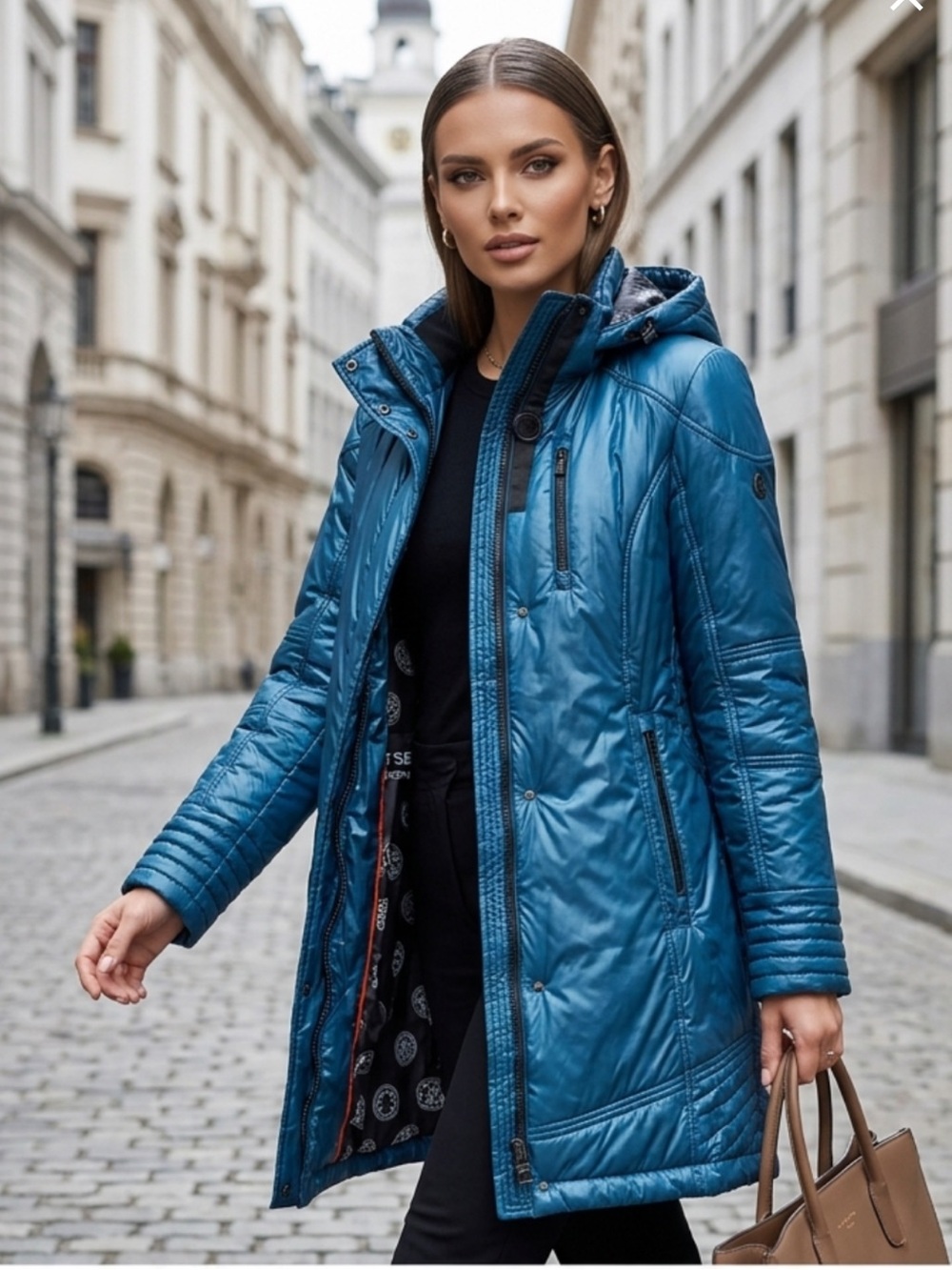 7 SEASONS Nordstrom Women’s Blue Lightweight Coat Removable Hood Sz 38 (US Sz M)